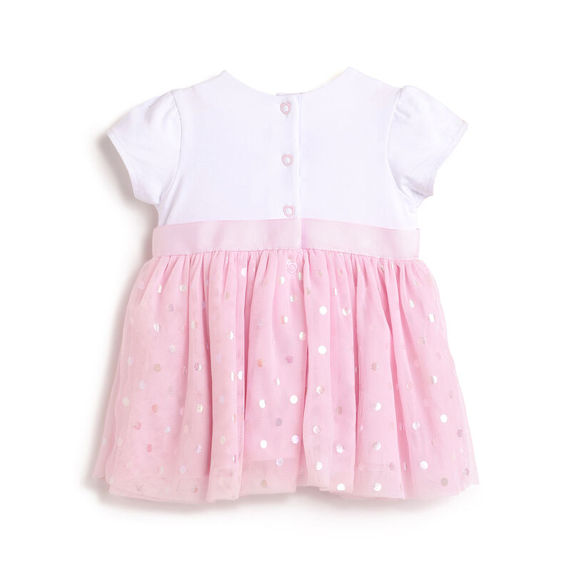 Girls Light Pink Printed Short Sleeve Dress image number 1